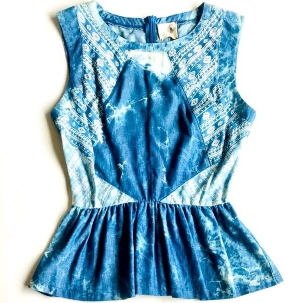 Everleigh Blue Denim Peplum Top